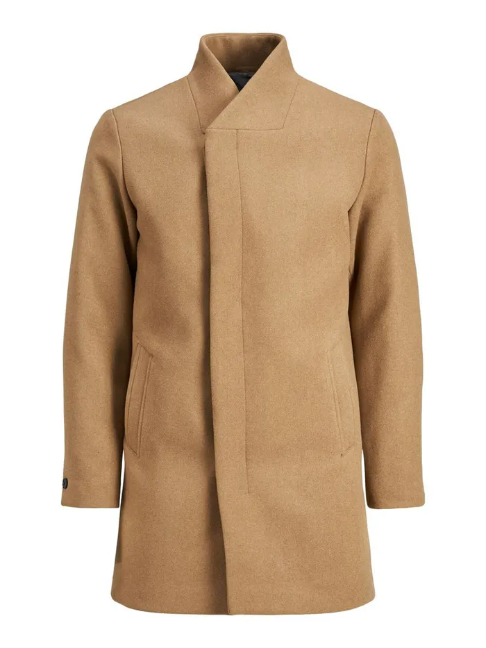 Jackets JACK and JONES Mens RECYCLED WOOL BLEND COAT Beige Khaki