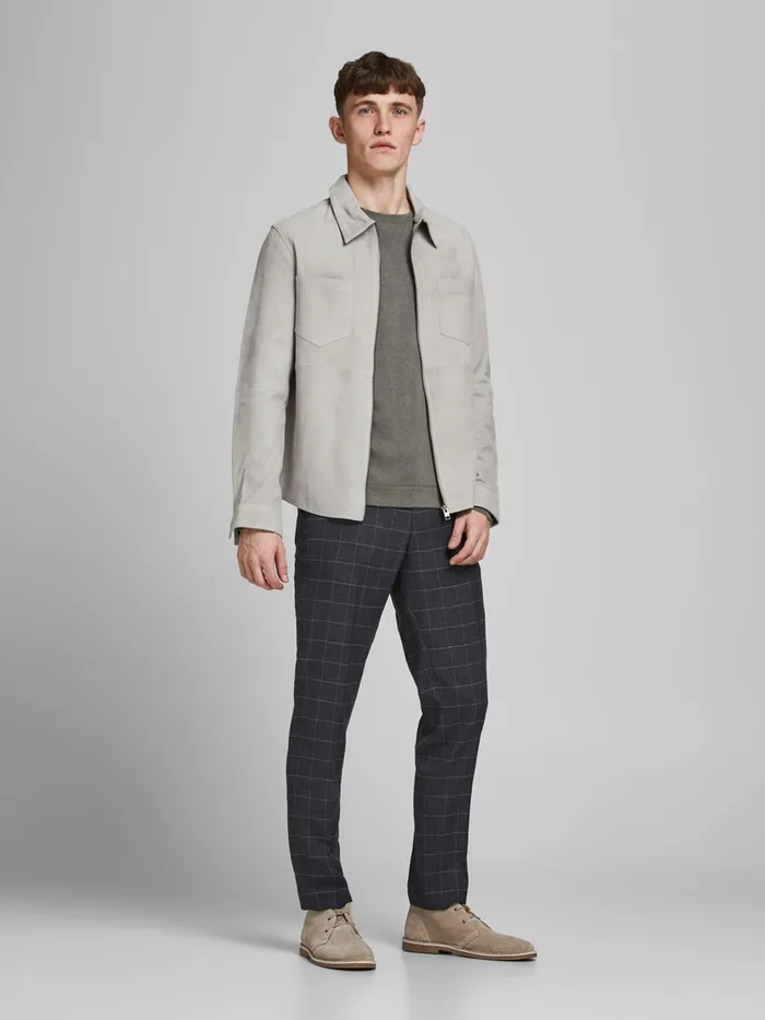 Jackets JACK and JONES Mens SUEDE OVERSHIRT Grey White Pepper
