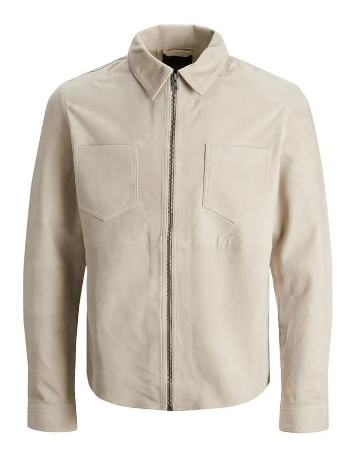Jackets JACK and JONES Mens SUEDE OVERSHIRT Grey White Pepper