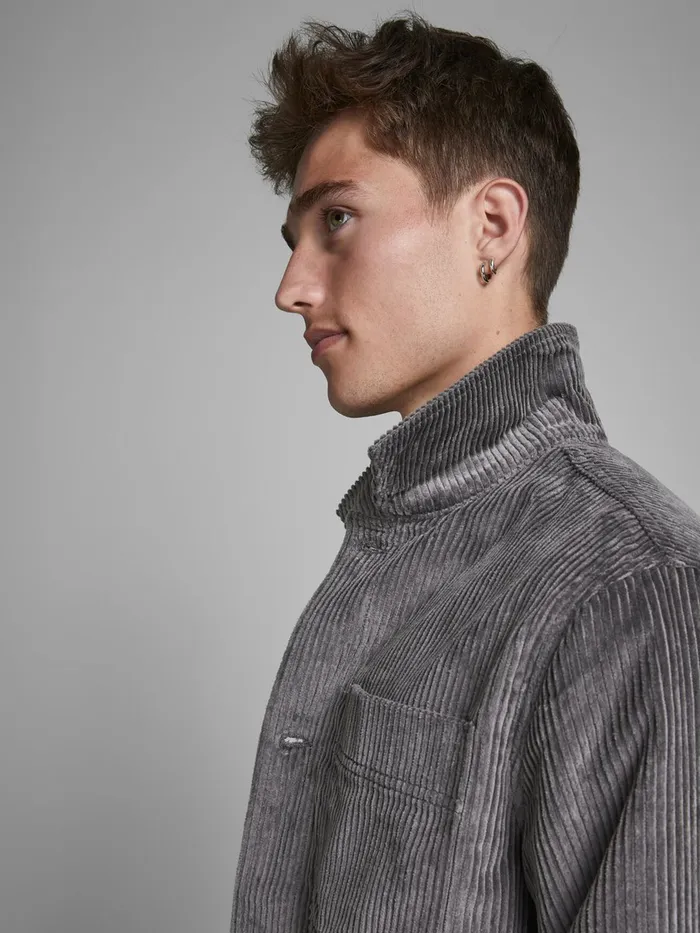 Jackets JACK and JONES Mens UTILITY CORDUROY JACKET Grey Charcoal Gray