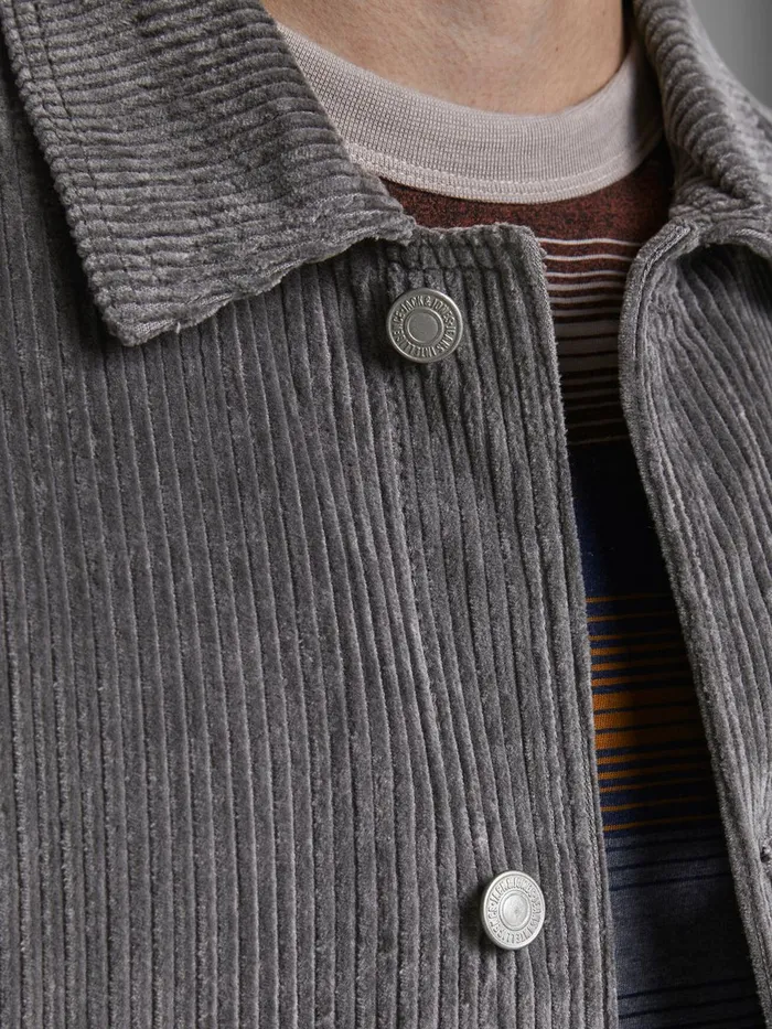 Jackets JACK and JONES Mens UTILITY CORDUROY JACKET Grey Charcoal Gray