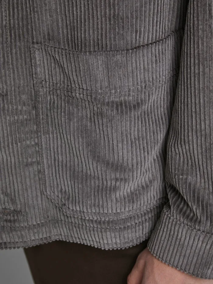 Jackets JACK and JONES Mens UTILITY CORDUROY JACKET Grey Charcoal Gray