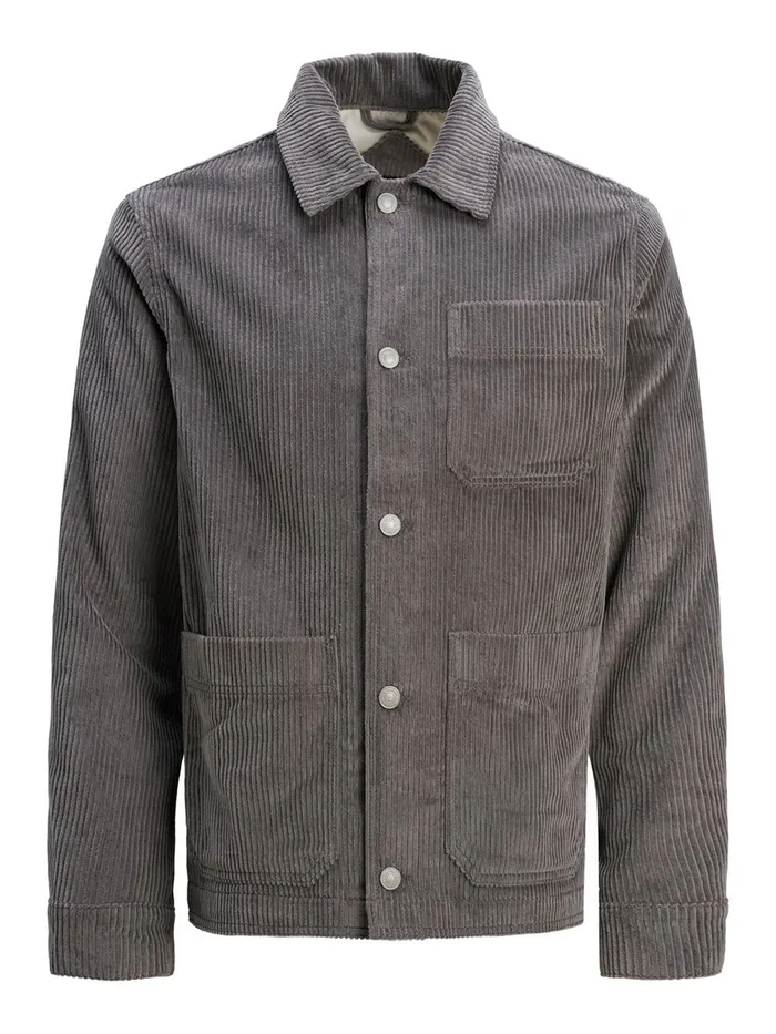 Jackets JACK and JONES Mens UTILITY CORDUROY JACKET Grey Charcoal Gray