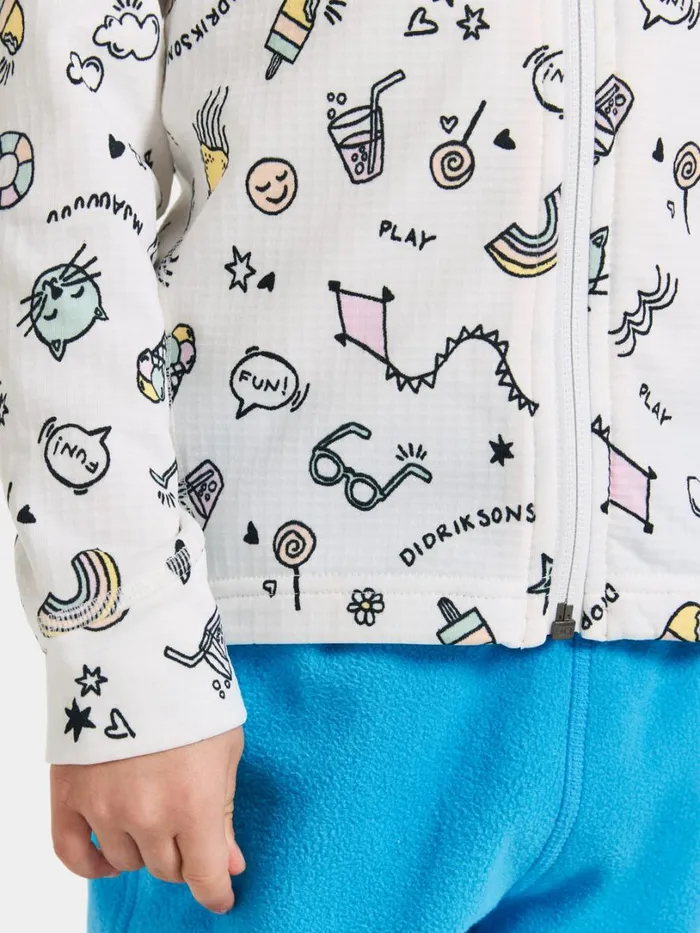 Jadis Printed Kids039 Full Zip Doodle Multi Kids Didriksons Fleece and Midlayers