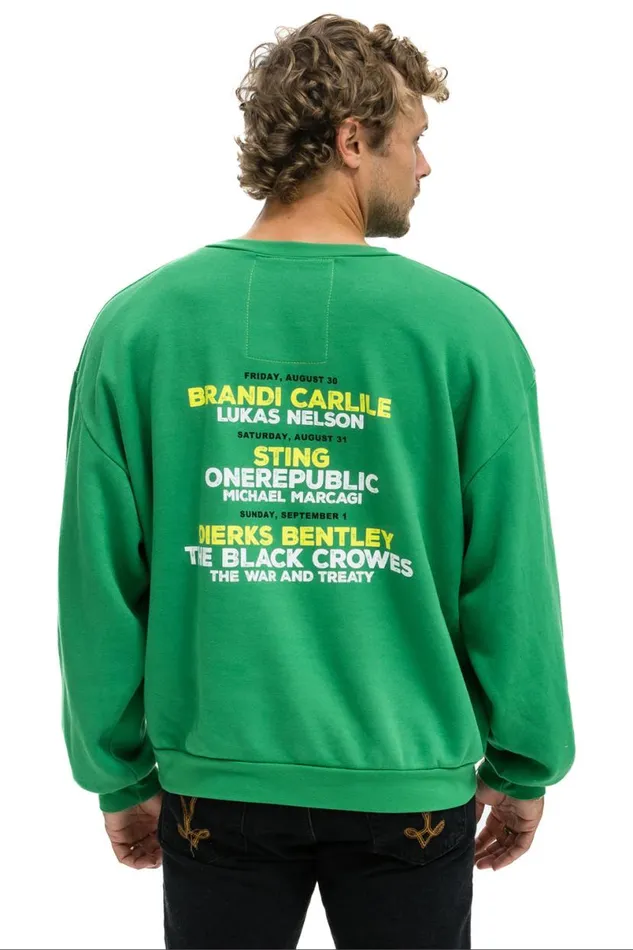 Jazz Aspen Snowmass 2024 Crew Sweatshirt Relaxed 8211 Kelly Green WomenMen Aviator Nation Sweatshirts