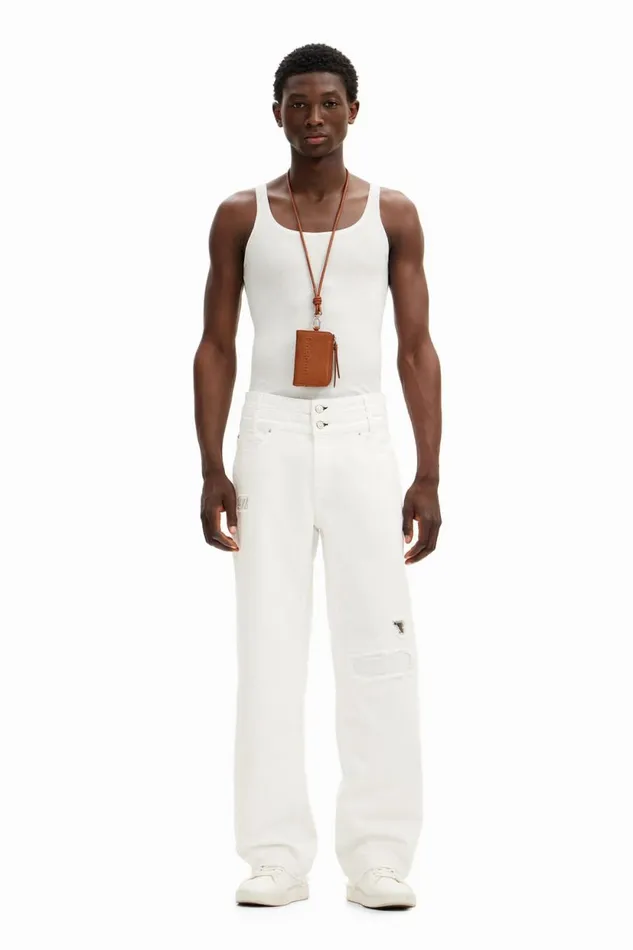 Jeans And Trousers Men Desigual Long Denim Pants White