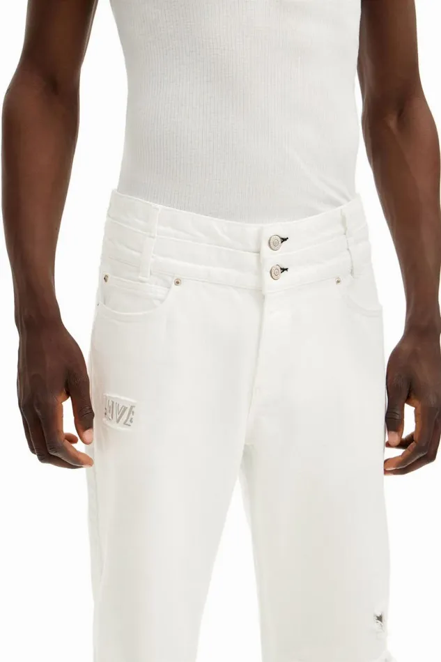Jeans And Trousers Men Desigual Long Denim Pants White