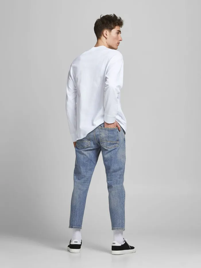 Jeans JACK and JONES Mens FRANK LEEN AM 435 PCW TAPERED FIT JEANS Blue Blue Denim