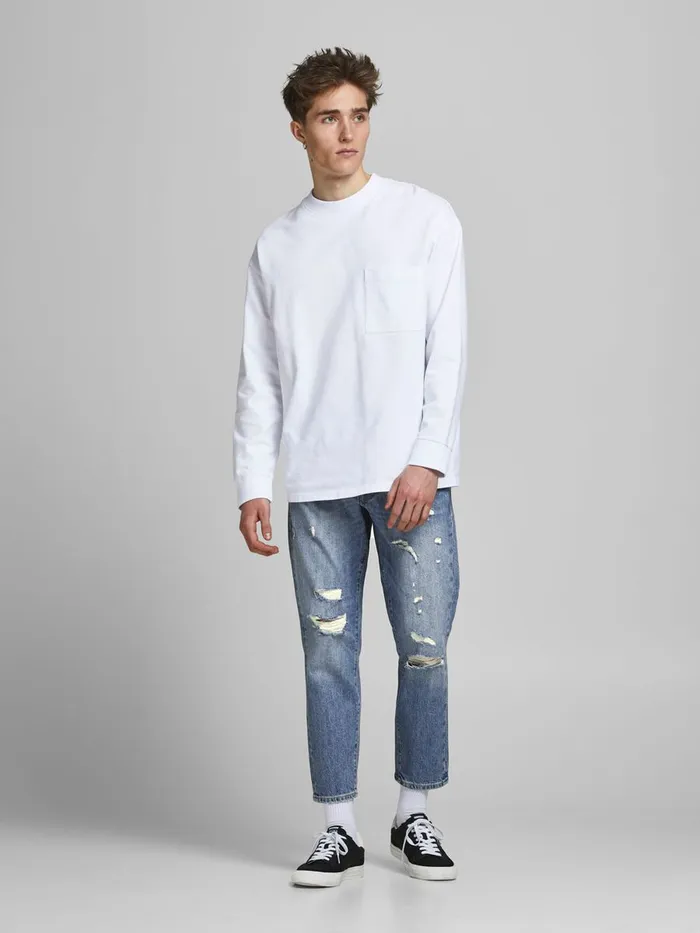 Jeans JACK and JONES Mens FRANK LEEN AM 435 PCW TAPERED FIT JEANS Blue Blue Denim