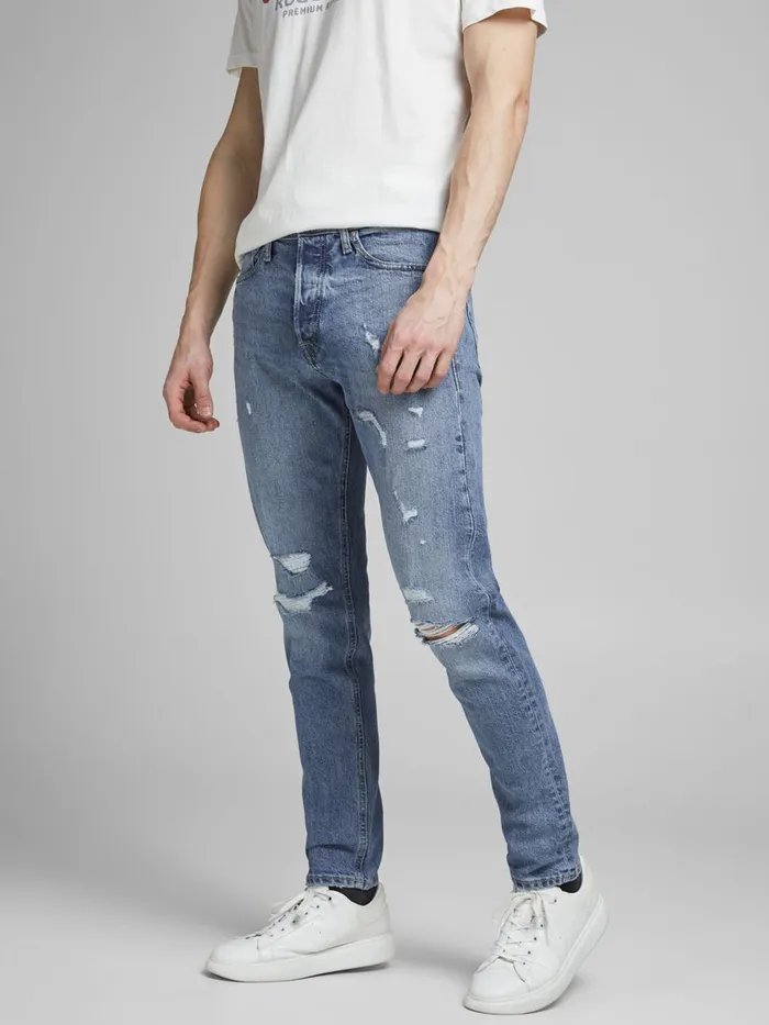 Jeans JACK and JONES Mens FRED ORIGINAL AM 435 TAPERED FIT JEANS Blue Blue Denim Jeans JACK and JONES Mens FRED ORIGINAL AM 435 TAPERED FIT JEANS Blue Blue Denim