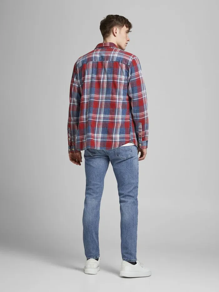 Jeans JACK and JONES Mens FRED ORIGINAL AM 435 TAPERED FIT JEANS Blue Blue Denim