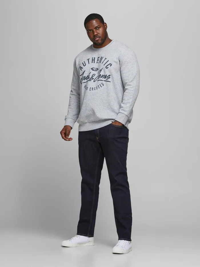 Jeans JACK and JONES Mens GLENN ORIGINAL AM 813 PLUS SIZE SLIM FIT JEANS Blue Blue Denim