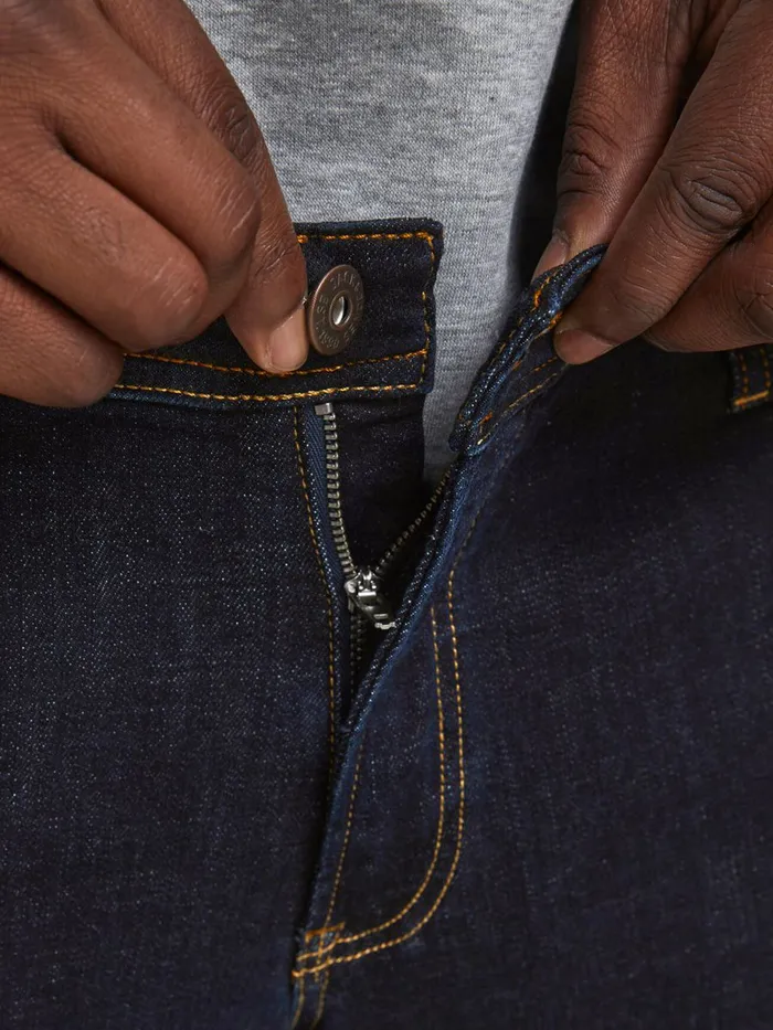 Jeans JACK and JONES Mens GLENN ORIGINAL AM 813 PLUS SIZE SLIM FIT JEANS Blue Blue Denim