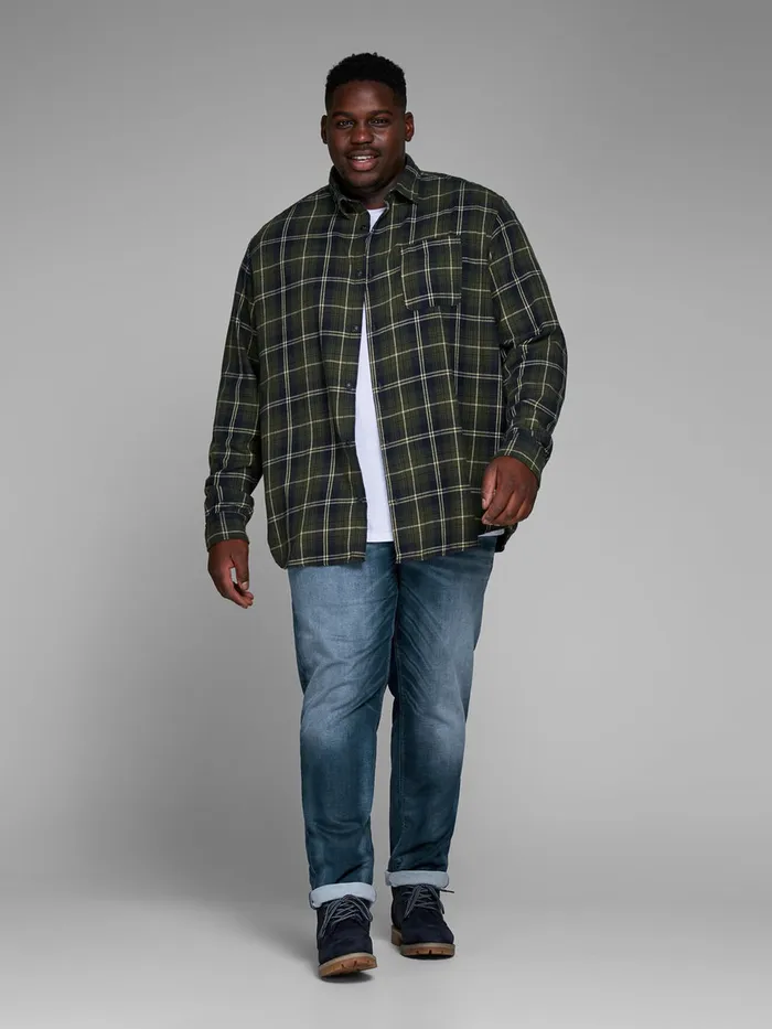 Jeans JACK and JONES Mens JJIGLENN JJORIGINAL JOS 297 IK PS PLUS SIZE SLIM FIT JEANS Blue Blue Denim