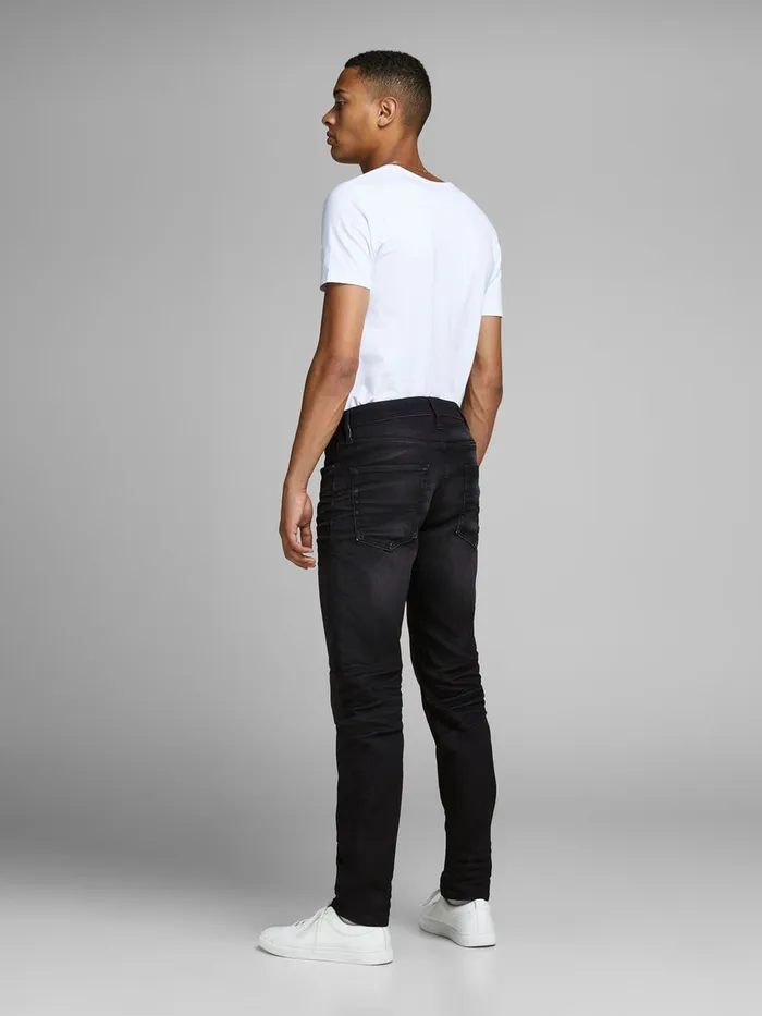 Jeans JACK and JONES Mens MIKE ORIGINAL JOS 697 INDIGO KNIT COMFORT FIT JEANS Black Black Denim