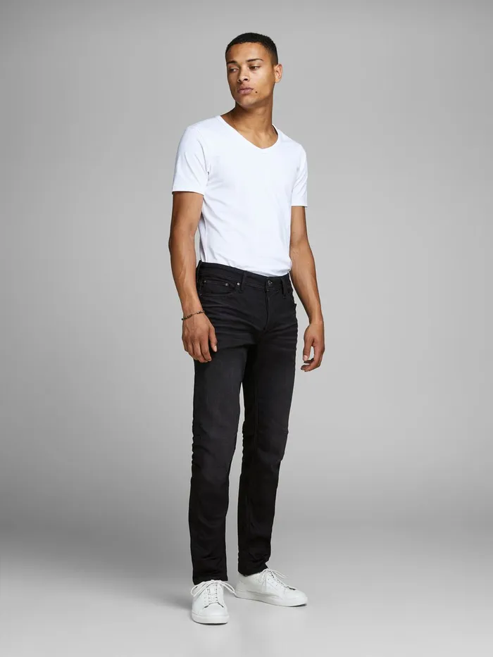 Jeans JACK and JONES Mens MIKE ORIGINAL JOS 697 INDIGO KNIT COMFORT FIT JEANS Black Black Denim