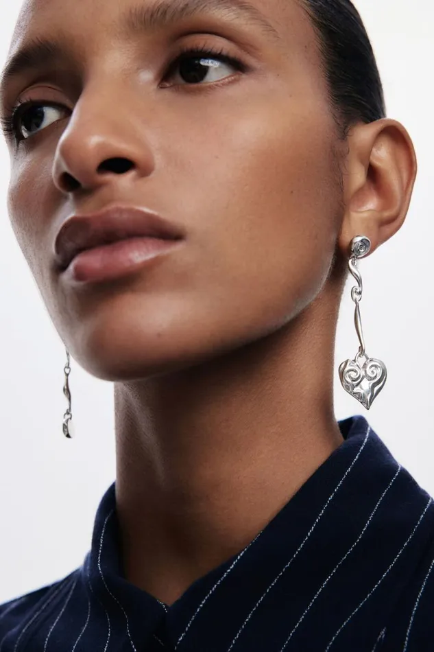 Jewelry Women Desigual Asymmetric Silverplated Zalio Earrings Black