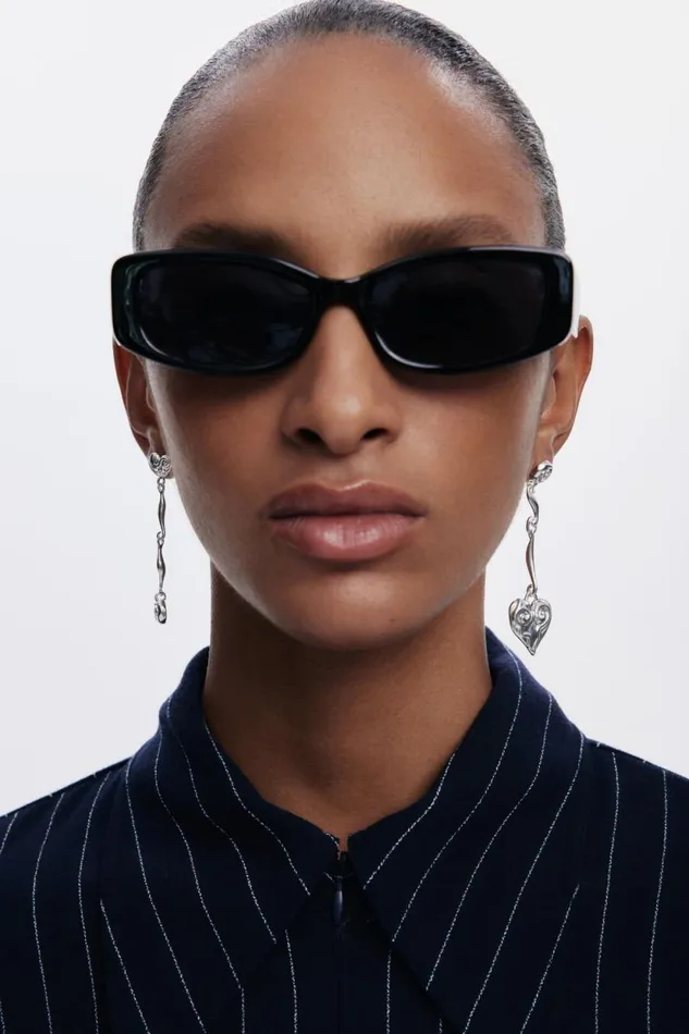 Jewelry Women Desigual Asymmetric Silverplated Zalio Earrings Black