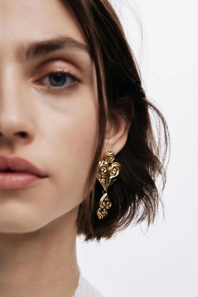 Jewelry Women Desigual Zalio Goldplated Triple Heart Earrings Materialfinishes