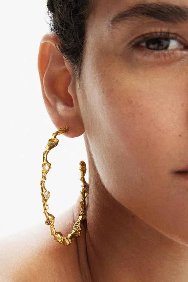Jewelry Women Desigual Zalio Gold Plated XL Hoop Earrings Materialfinishes