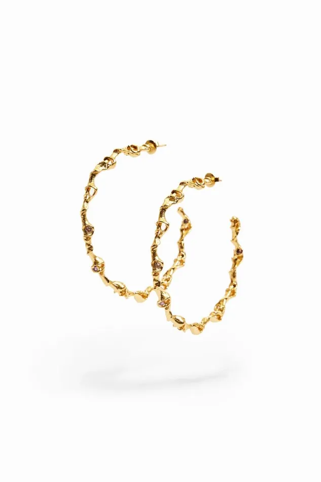 Jewelry Women Desigual Zalio Gold Plated XL Hoop Earrings Materialfinishes