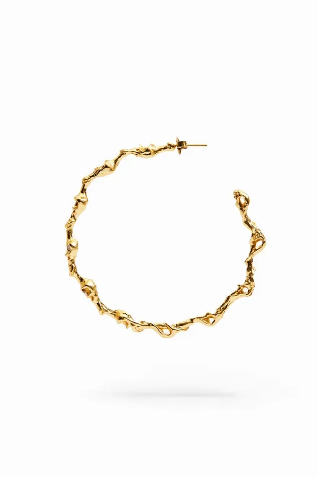Jewelry Women Desigual Zalio Gold Plated XL Hoop Earrings Materialfinishes