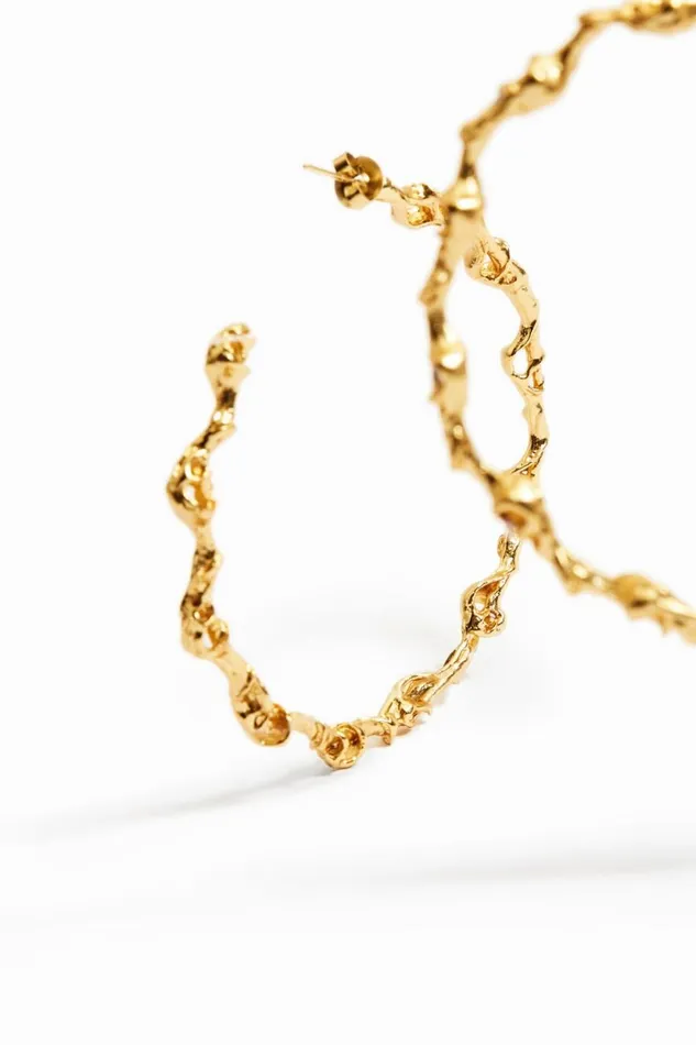 Jewelry Women Desigual Zalio Gold Plated XL Hoop Earrings Materialfinishes