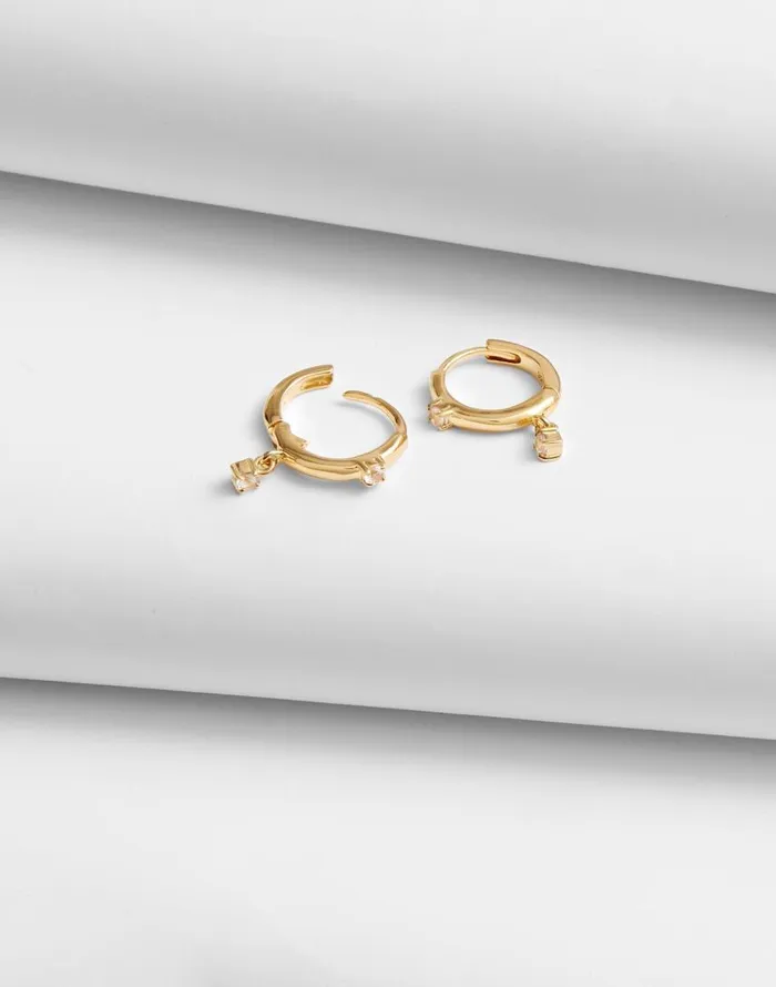 Jewelry Women Madewell DemiFine Sapphire Charm Huggie Hoop Earrings 14k Gold