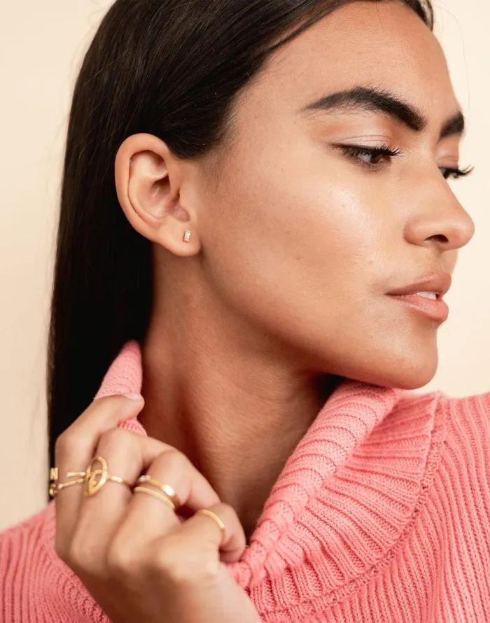 Jewelry Women Madewell Katie Dean Jewelry 18k GoldPlated Crystal Baguette Stud Earrings Gold