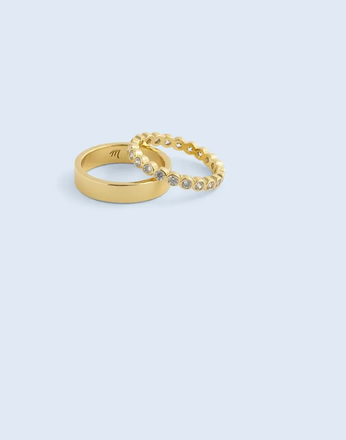 Jewelry Women Madewell The Tennis Collection Bezel Set Crystal Stacking Ring Set Pale Gold Jewelry Women Madewell The Tennis Collection Bezel Set Crystal Stacking Ring Set Pale Gold