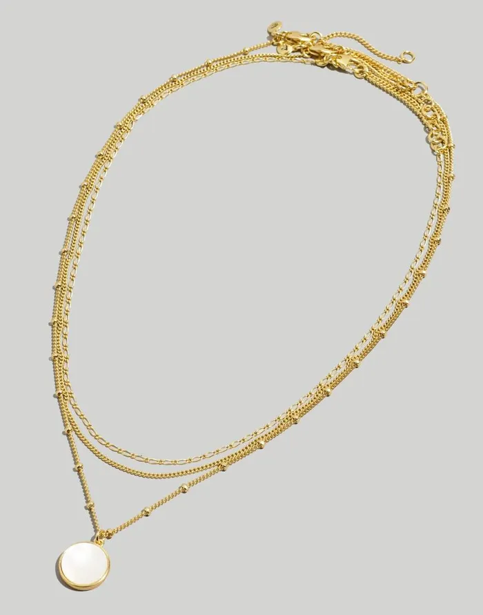 Jewelry Women Madewell ThreePack Mother Of Pearl Necklace Set Vintage Gold