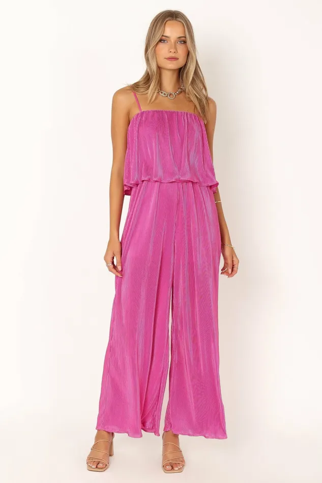 Jillian Plisse Jumpsuit Orchid Women Jumpsuits and Rompers Petal and Pup
