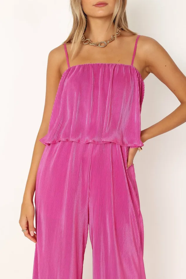 Jillian Plisse Jumpsuit Orchid Women Jumpsuits and Rompers Petal and Pup