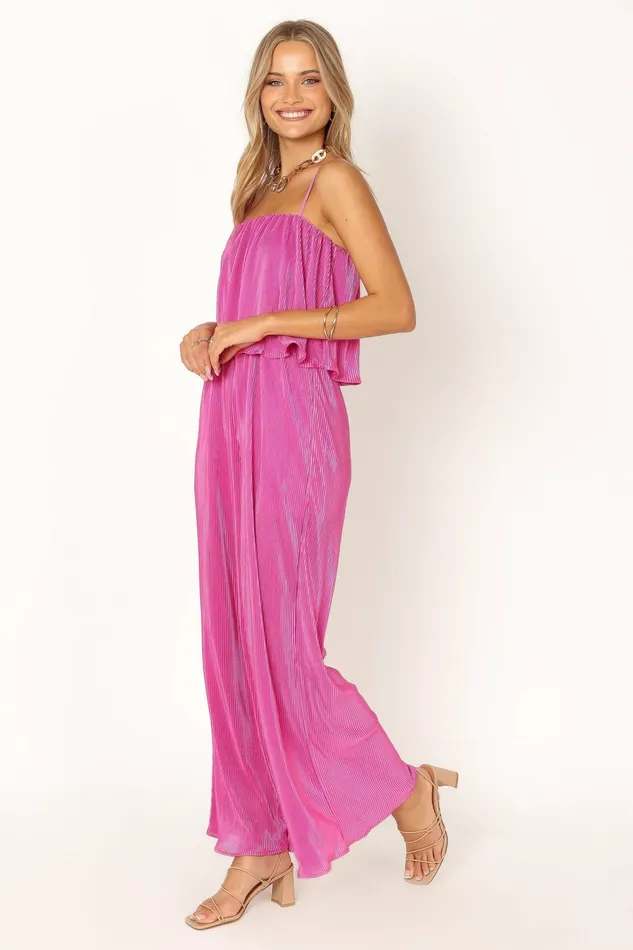 Jillian Plisse Jumpsuit Orchid Women Jumpsuits and Rompers Petal and Pup