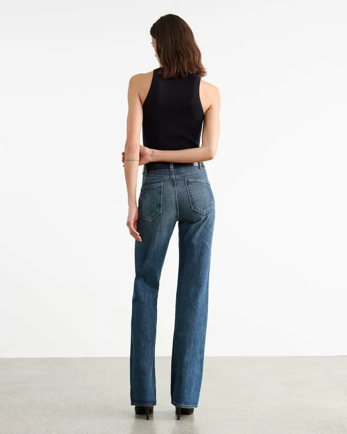 JOAN LEATHER COMBO JEAN Simon Wash W Cognac Women Nili Lotan Denim