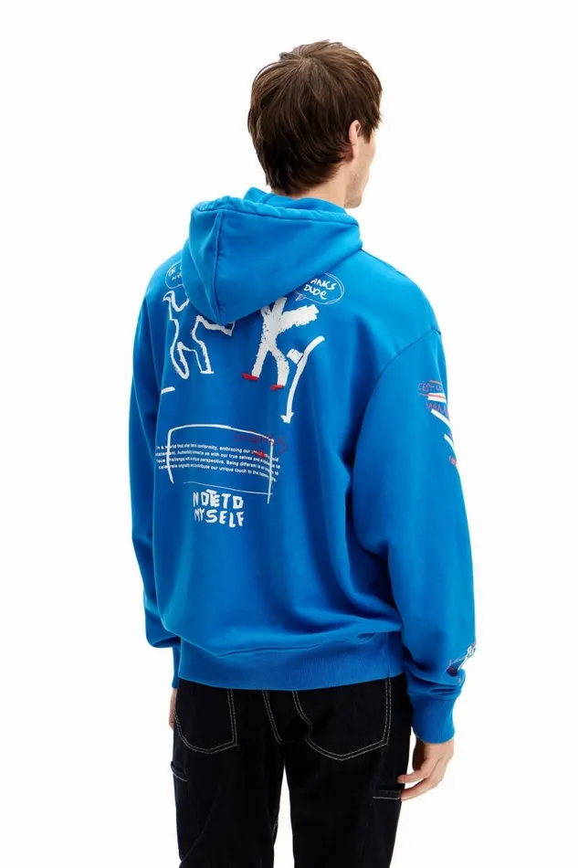 Jumpers And Sweatshirts Men Desigual Graffiti Hoodie Blue