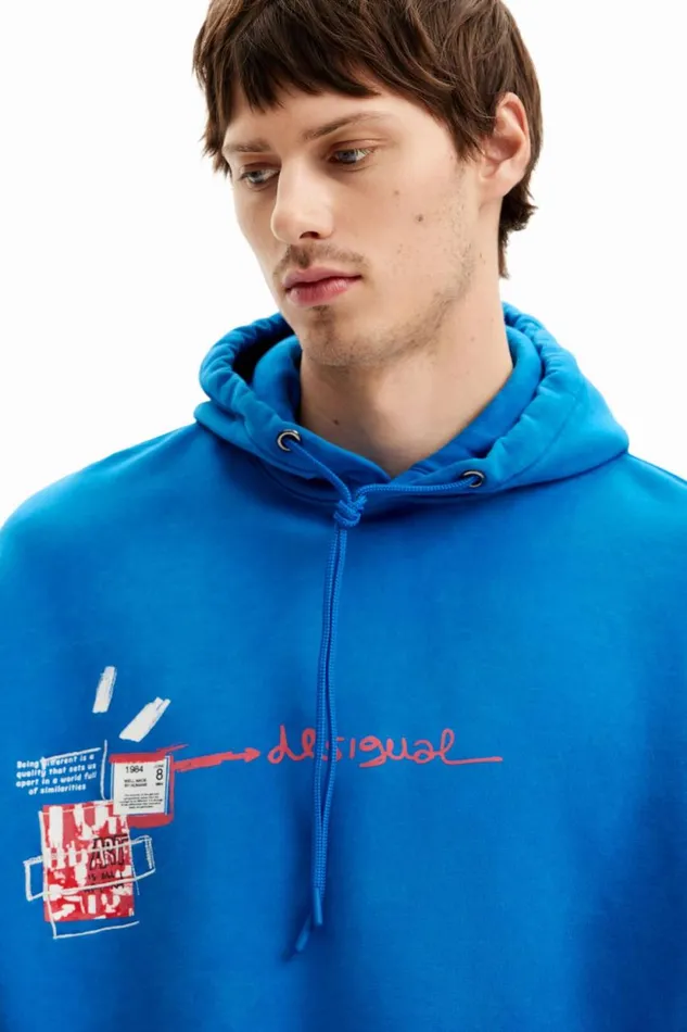 Jumpers And Sweatshirts Men Desigual Graffiti Hoodie Blue