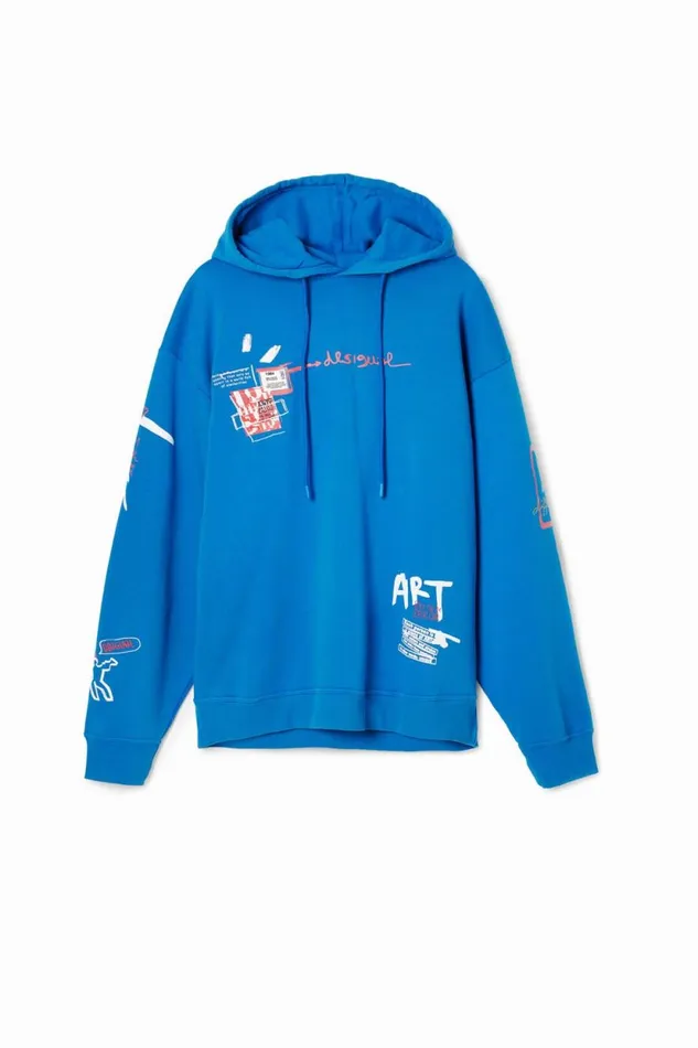Jumpers And Sweatshirts Men Desigual Graffiti Hoodie Blue