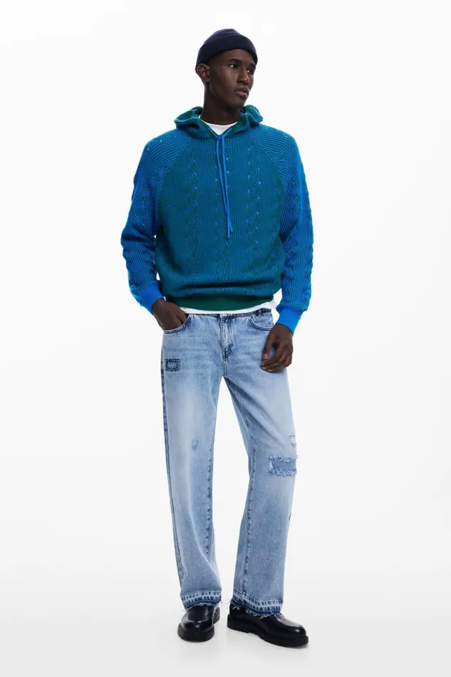 Jumpers And Sweatshirts Men Desigual Zigzag Sweatshirt Blue