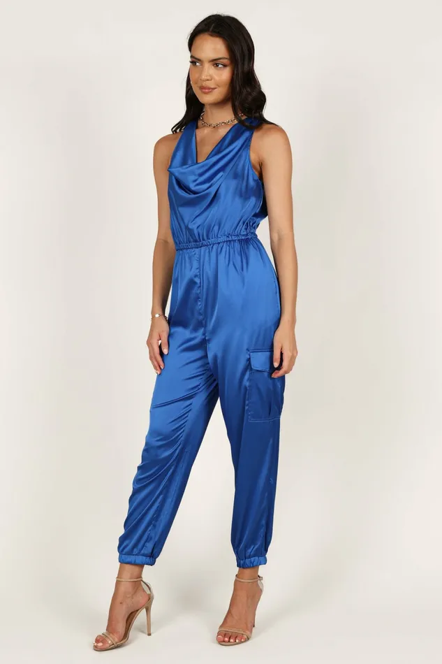 Jumpsuits and Rompers Jacinta Cowl Neck Jumpsuit French Blue Petal and Pup Women