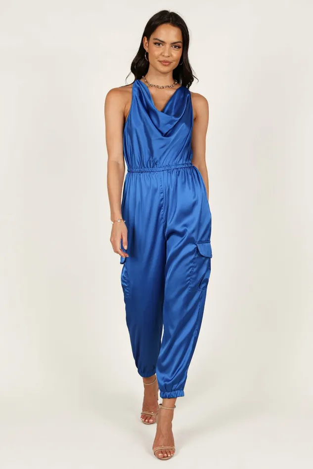 Jumpsuits and Rompers Jacinta Cowl Neck Jumpsuit French Blue Petal and Pup Women