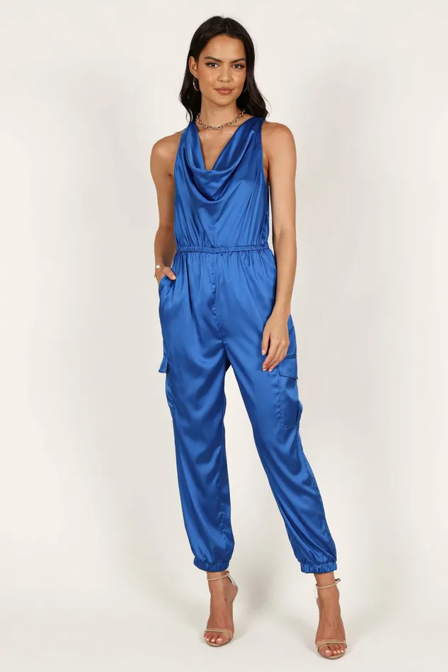 Jumpsuits and Rompers Jacinta Cowl Neck Jumpsuit French Blue Petal and Pup Women