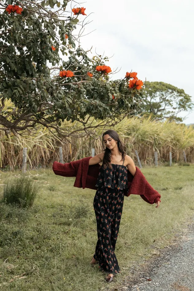 Jumpsuits and Rompers Jillian Plisse Jumpsuit Black Rose 8211 Petal and Pup Women