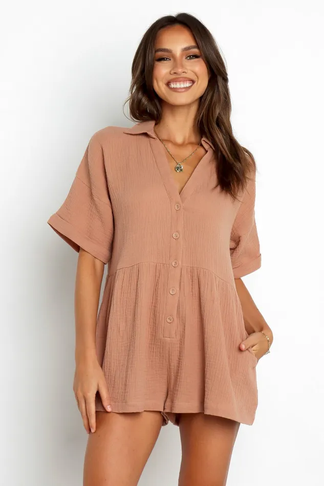 Jumpsuits and Rompers Petal and Pup Women Winny Romper Mocha