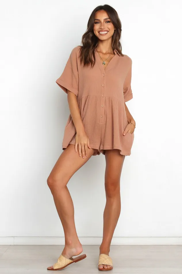 Jumpsuits and Rompers Petal and Pup Women Winny Romper Mocha