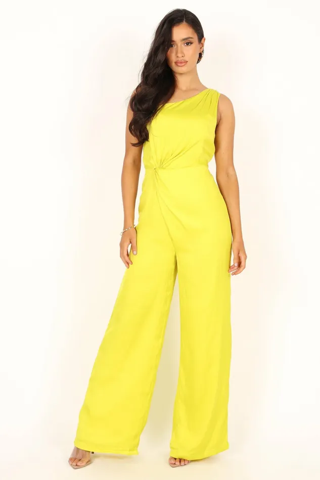 Jumpsuits and Rompers Women Petal and Pup Isabel One Shoulder Jumpsuit Lime