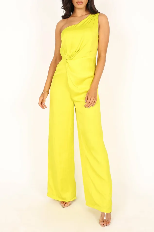 Jumpsuits and Rompers Women Petal and Pup Isabel One Shoulder Jumpsuit Lime