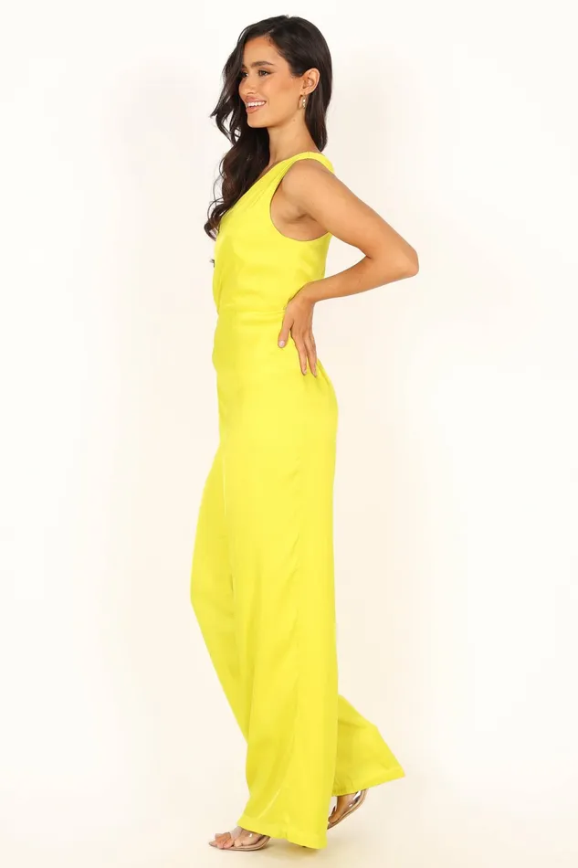 Jumpsuits and Rompers Women Petal and Pup Isabel One Shoulder Jumpsuit Lime