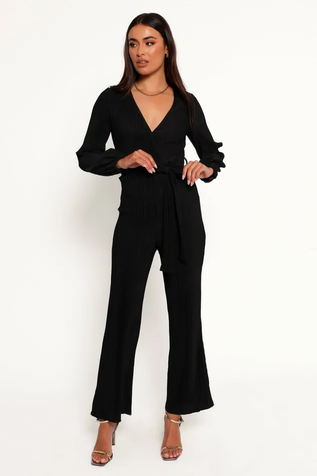 Jumpsuits and Rompers Women Solange Plisse Jumpsuit Black Petal and Pup
