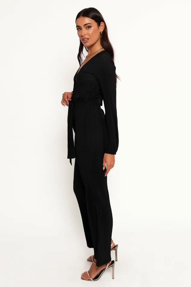 Jumpsuits and Rompers Women Solange Plisse Jumpsuit Black Petal and Pup